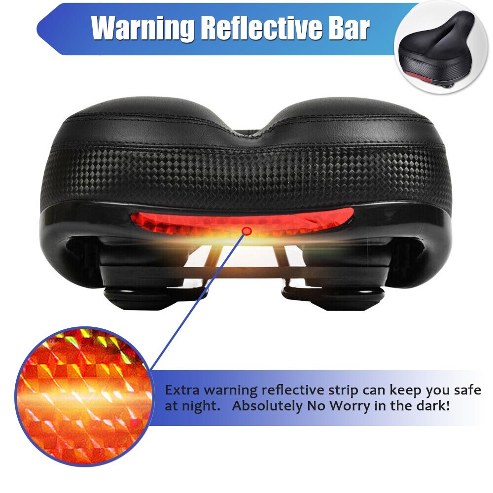 Bike Saddle Bicycle Seat Soft Pad Cushion & LED Tail Light Safety Warning Lamp