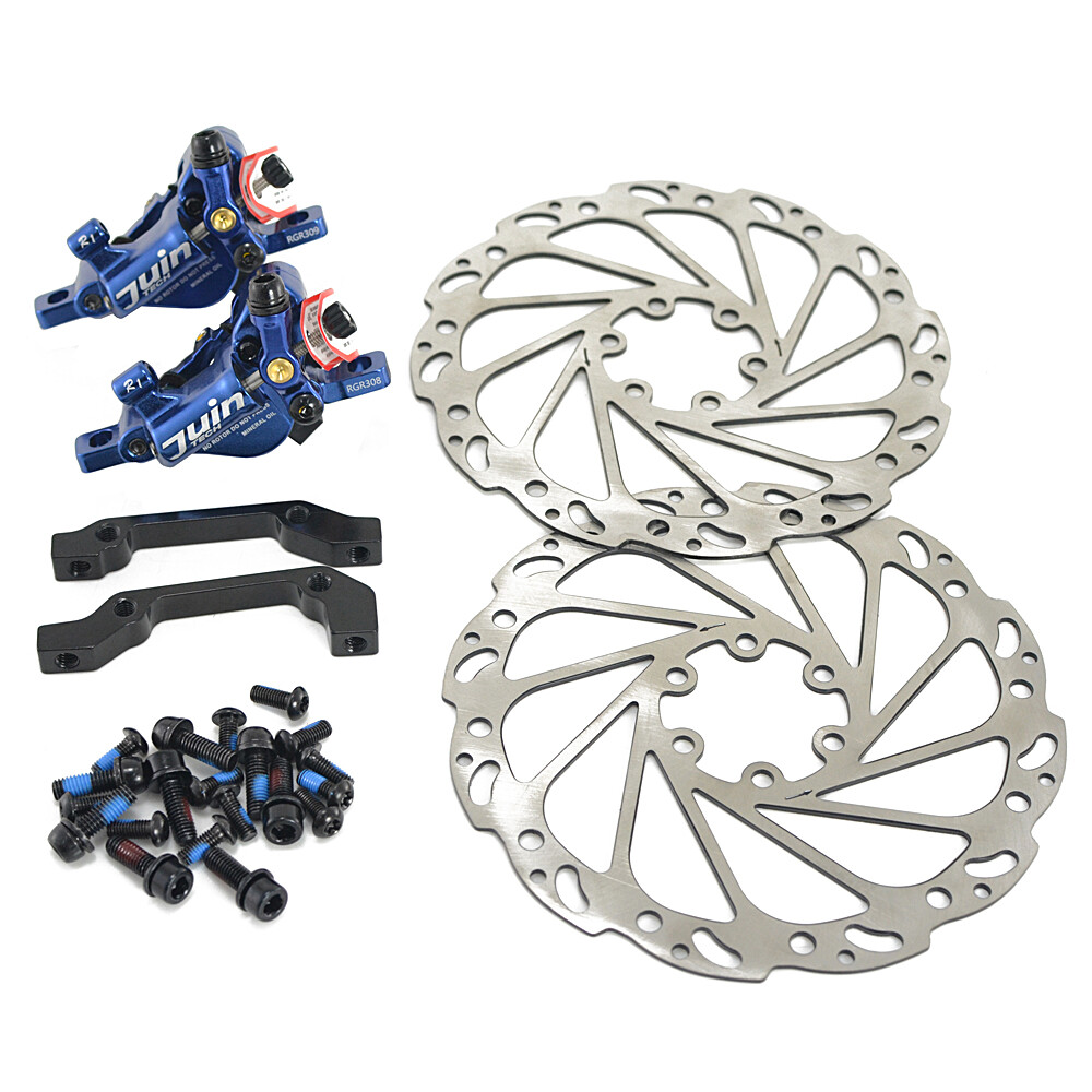 JUIN TECH R1 Hydraulic Road CX Disc Brake set 160mm w/ Rotor (Front+Rear) , Blue