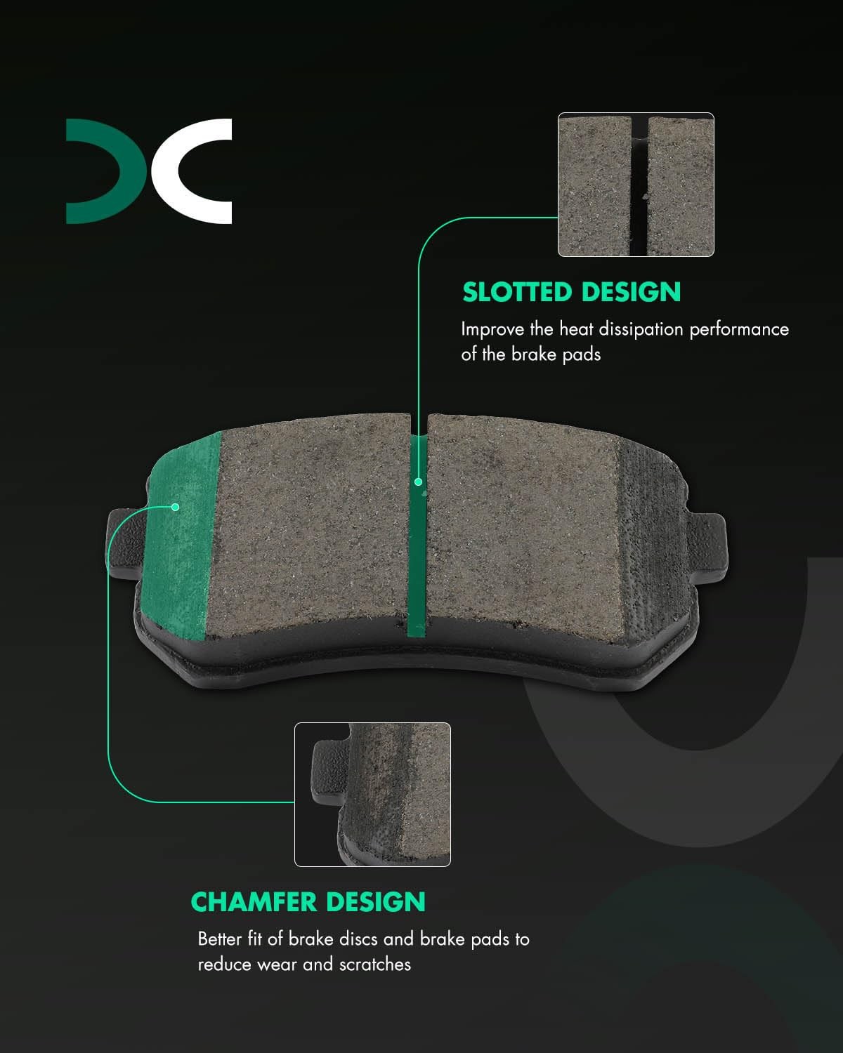 Scitoo D1398 D1447 Ceramic Brake Pads Sets W/Hardware Replacement For Hyundai