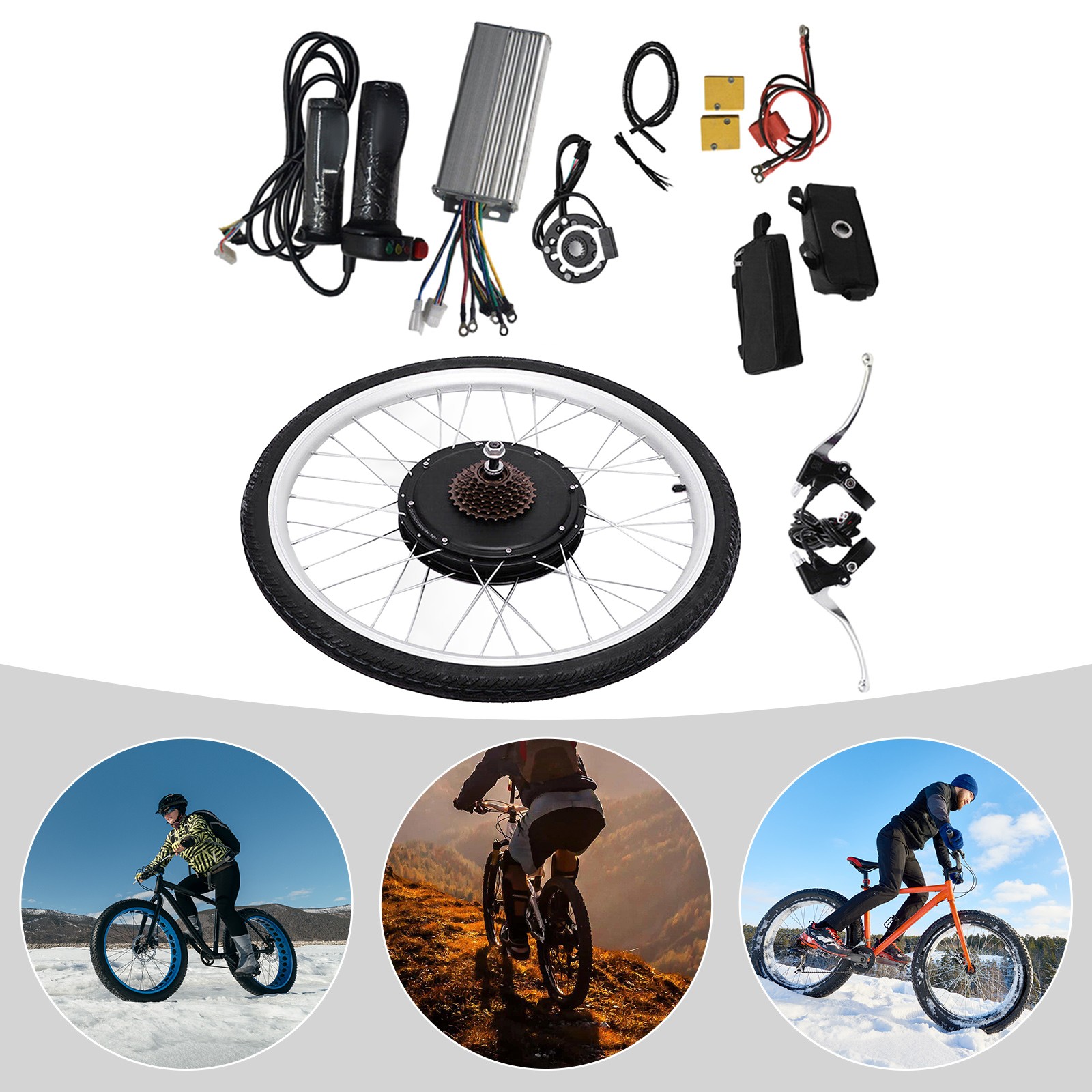 26″ 48V Electric Bicycle Rear Wheel Ebike Hub Motor Conversion Kit 1000W