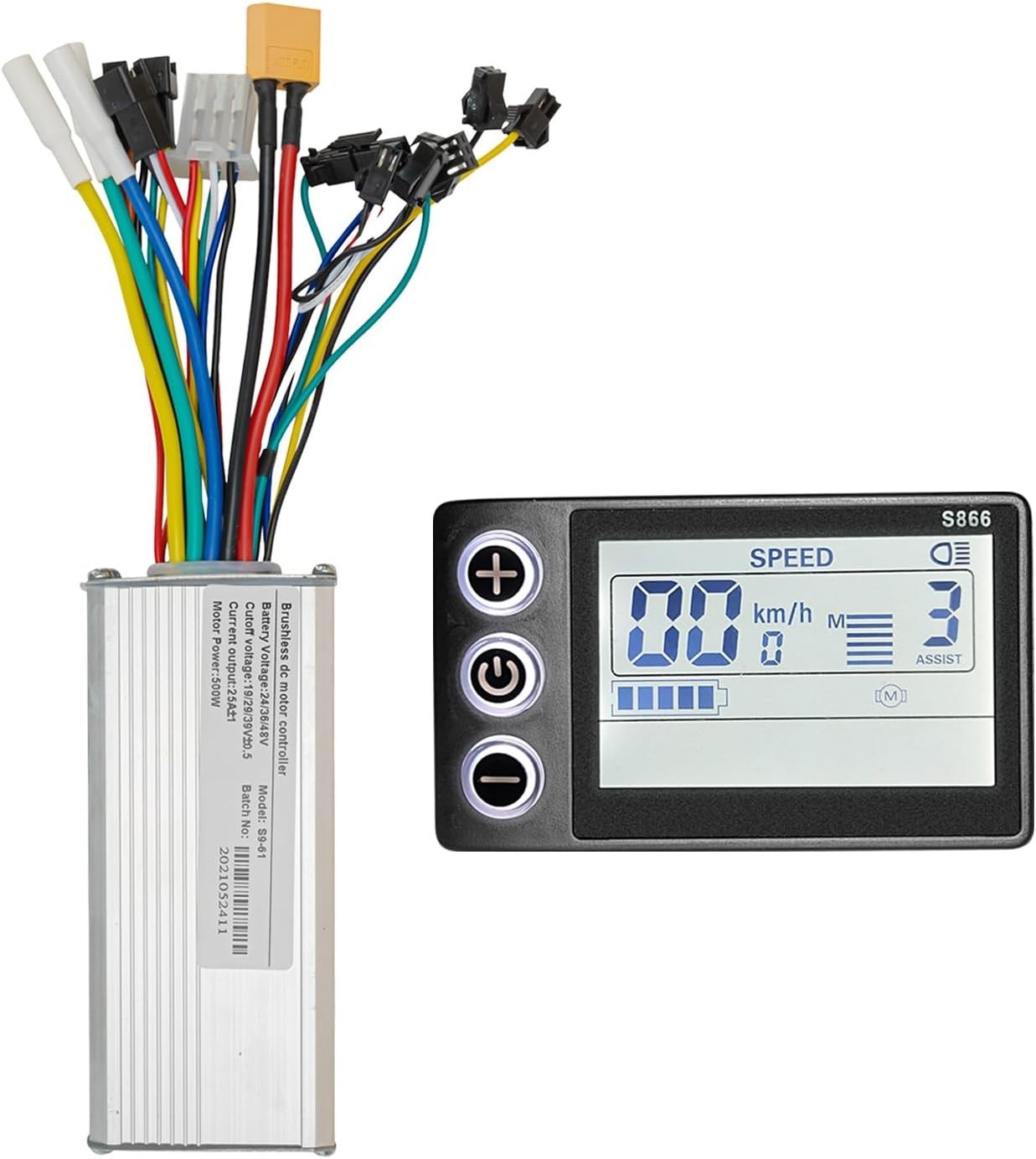 500W 36V/48V Brushless Ebike Motor Controller Kit with LCD Display