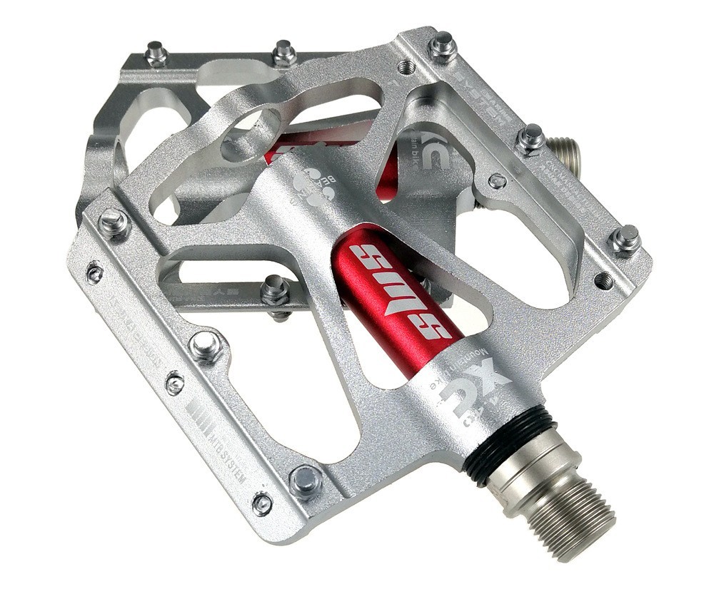Aluminum Road MTB Mountain Bike XC Bicycle Pedal 3 Bearings Flat Pedals Gray