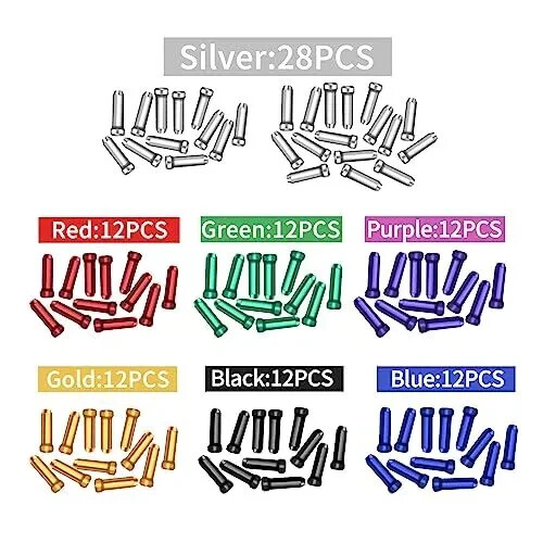 100 Pcs Bike Cable Ends Caps Bicycle Cable End Crimps Mountain Bike Brake Tips