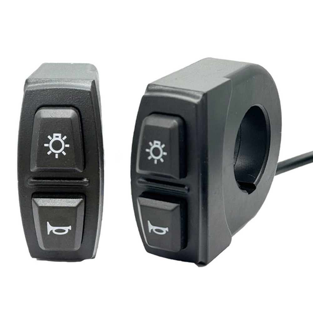 Electric Bike Switch Button 2in1 for Headlight and Speaker 3pin Black ABS