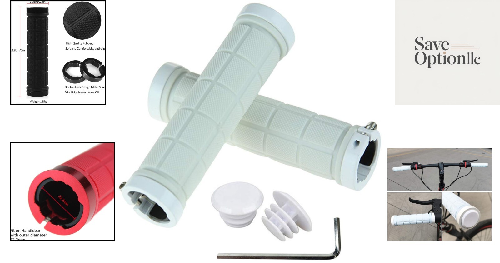 Lightweight Rubber MTB/BMX Handlebar Grips – 22.2mm Fit with Tool Included