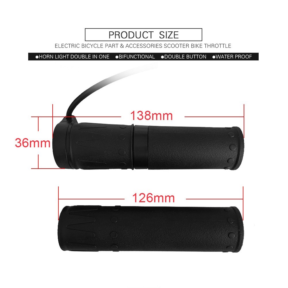 Half Twisting Throttle 31.5cm Wire Length Black 12V 24V 36V 48V 52V 60V 72V 196g