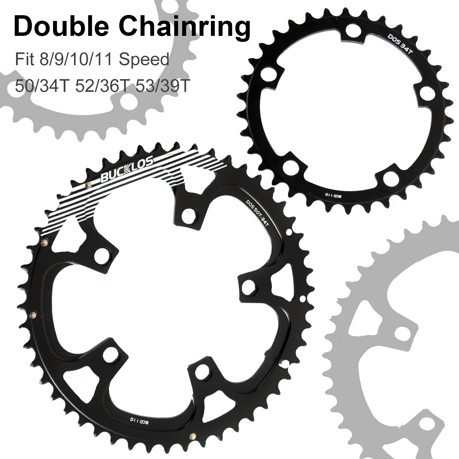110BCD Road Bike Chainring Double Speed 50/34T 52/36T 53/39T for 8/9/10/11S US