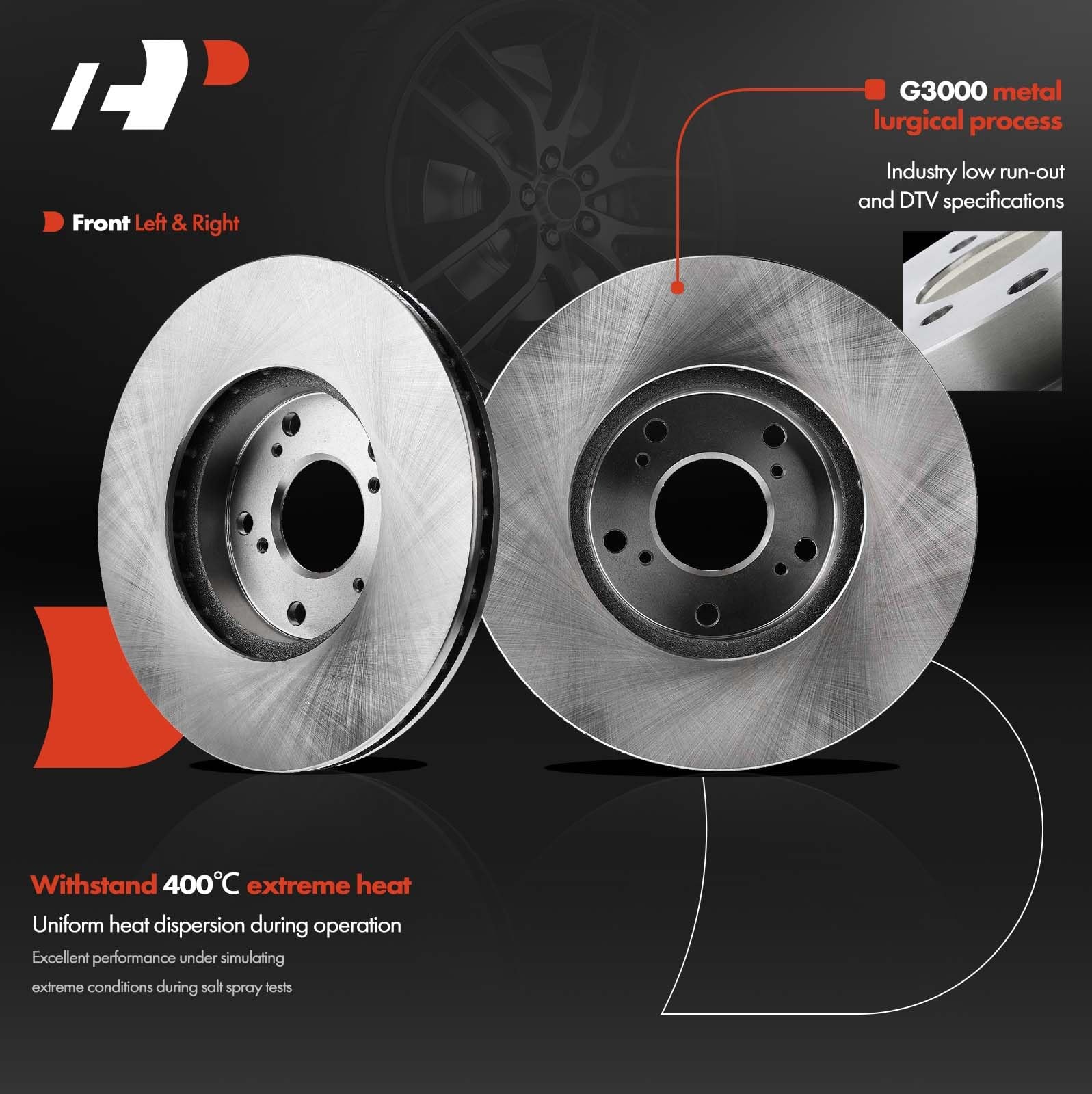 A-Premium 11.10 Inch 282Mm Front Vented Disc Brake Rotors Compatible Honda And