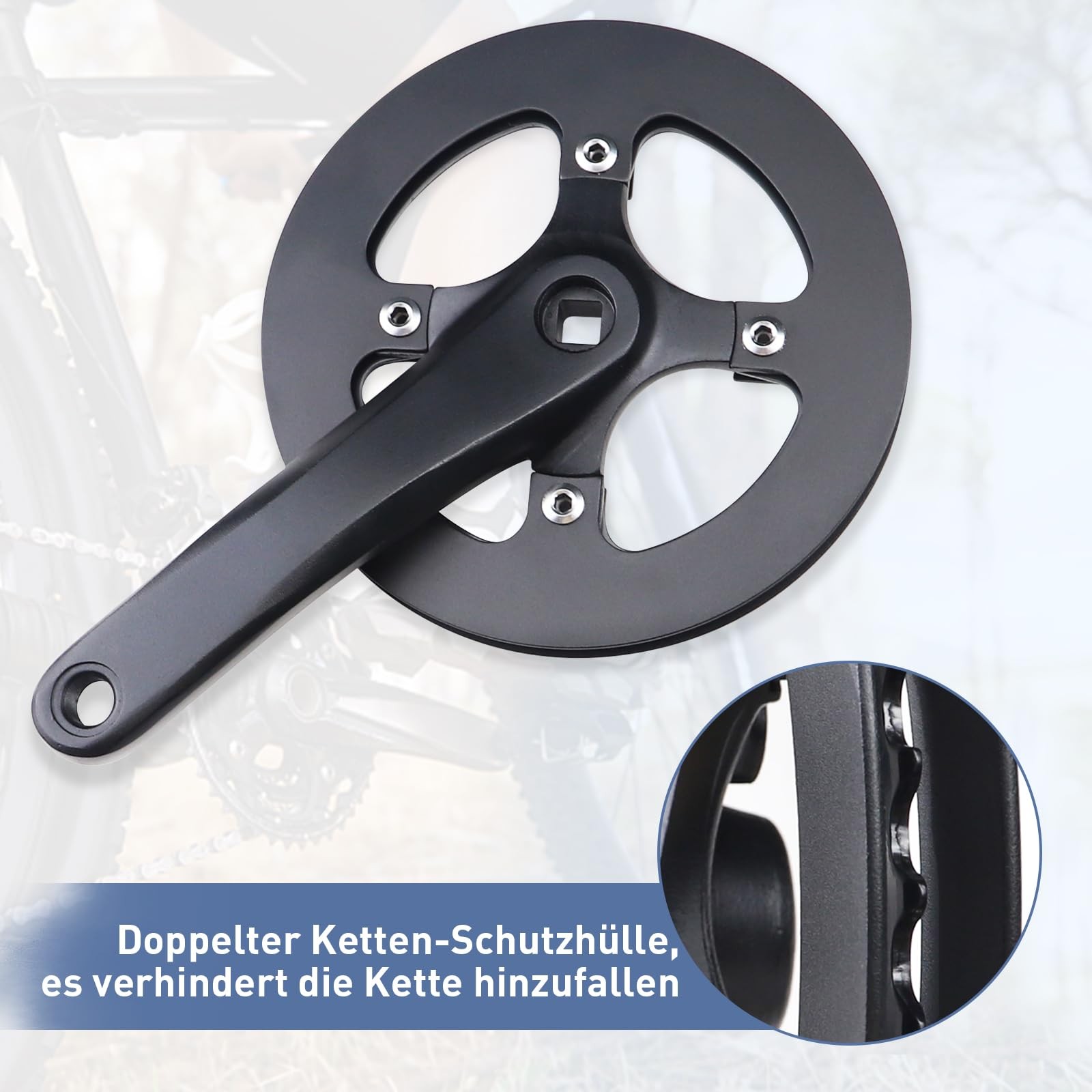 «42T Crankset with Alloy Cover, 170mm Arm for Single Speed & 6/7/8 Speed Bikes»