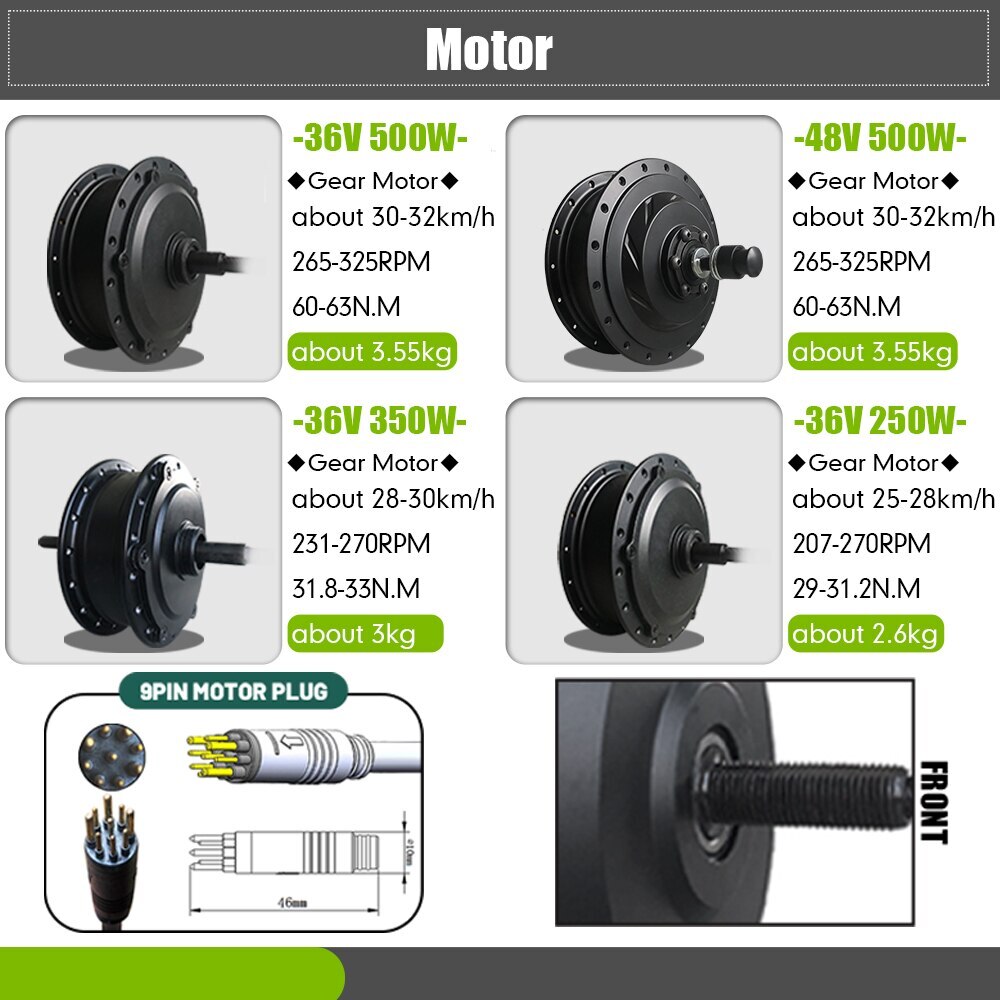 Electric Bicycle Gear Rear Rotate Motor Conversion Kit 36V/48V 250W 350W 500W