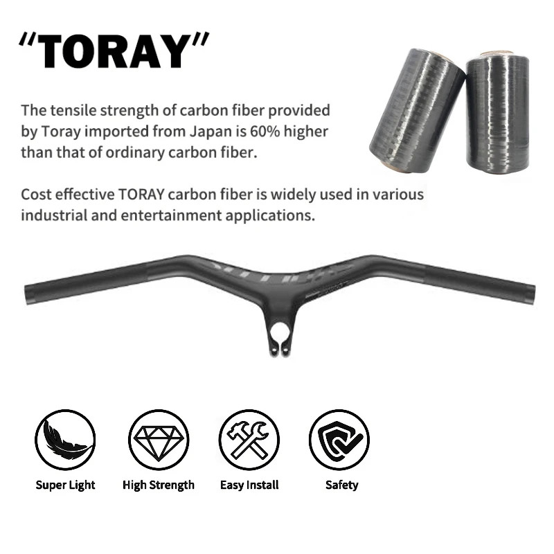 Carbon Fiber Mountain Bike Integrated Handlebar Stem -25 Degree 740mm