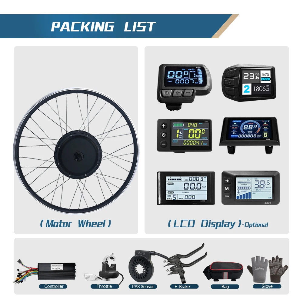 48V 1500W Electric Bike Conversion Kit Brushless Gearless Rear Wheel Hub Motor