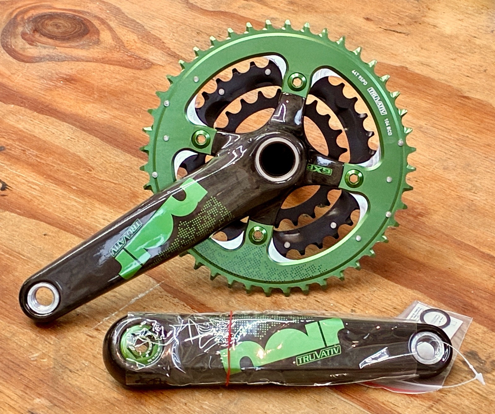 New SRAM Truvativ Noir GXP Triple Carbon Fiber 9 Speed MTB Crankset • 175mm