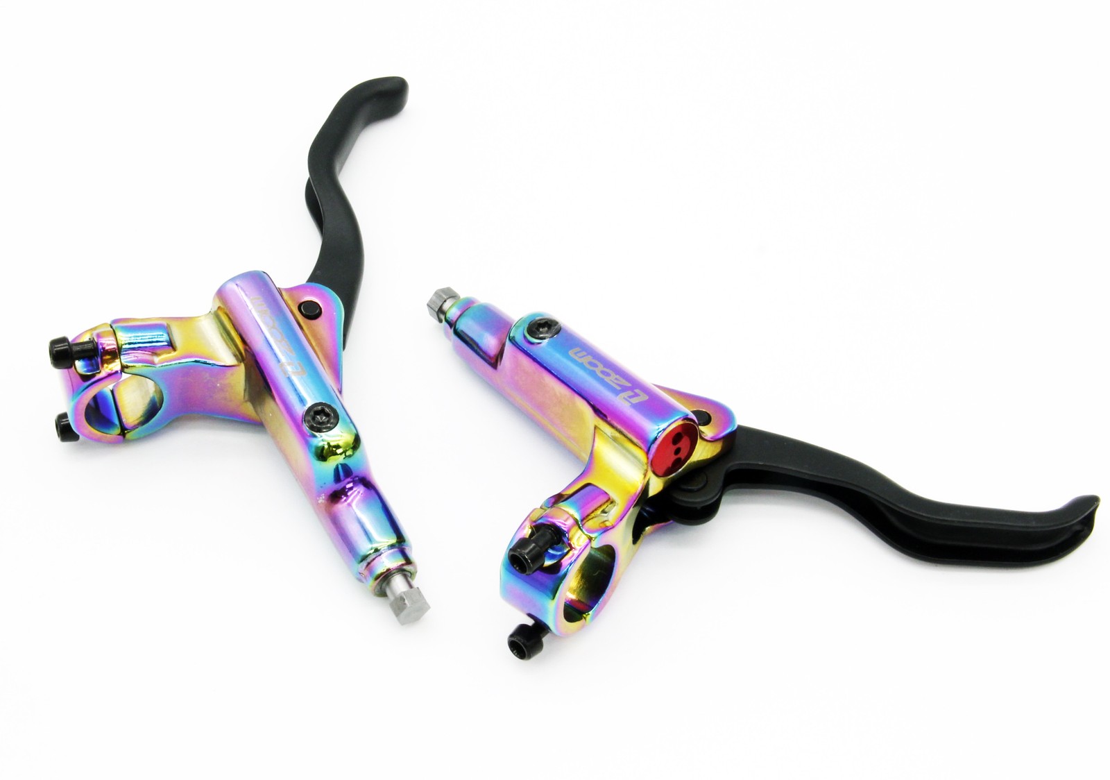 ZOOM HB975 Hydraulic Disc Brake Set MTB Bike Internal Routing Rainbow Oil Slick