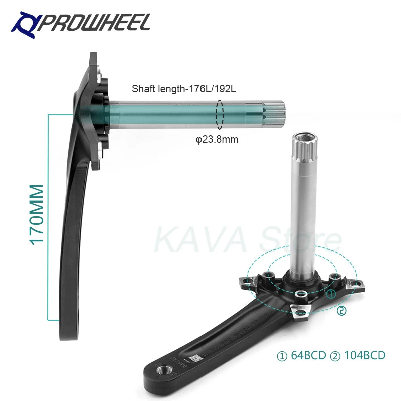 Snow Bike Crankset 170mm Fat Tire Bicycle Crank Arm with Bottom Bracket Parts