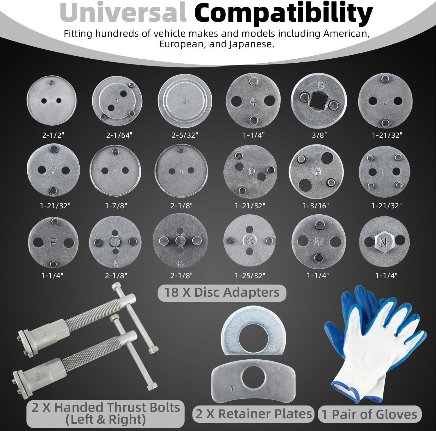 24Pcs Disc Brake Caliper Compression Wind Back Tool Kit, Heavy Duty