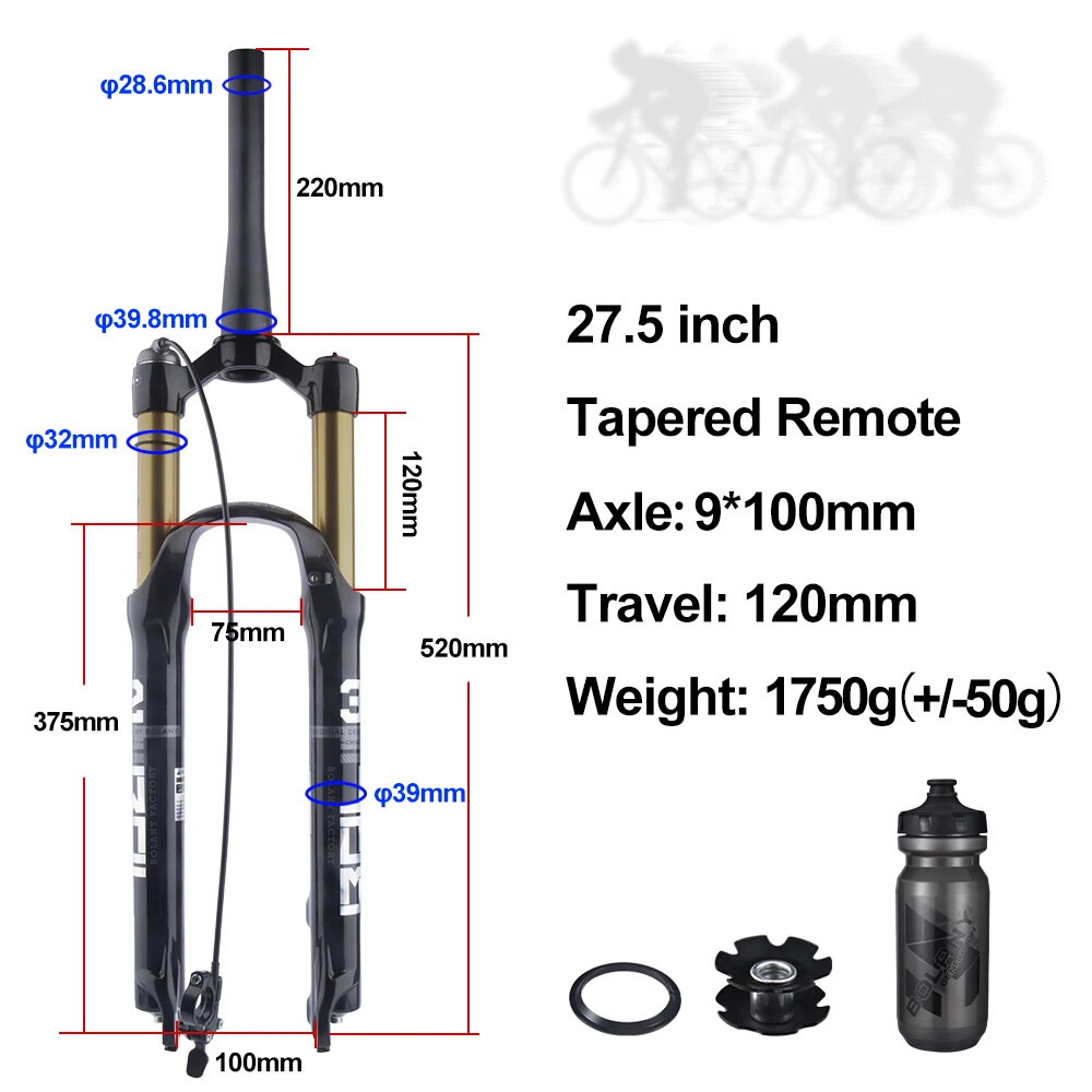 26/27.5/29Inch Mountain Bike Air Supension Frok 120mm Air and Oil Remote QR Fork