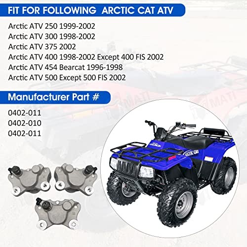 Front Left Right & Rear Brake Calipers for Arctic Cat ATV 250 300 375 400 454