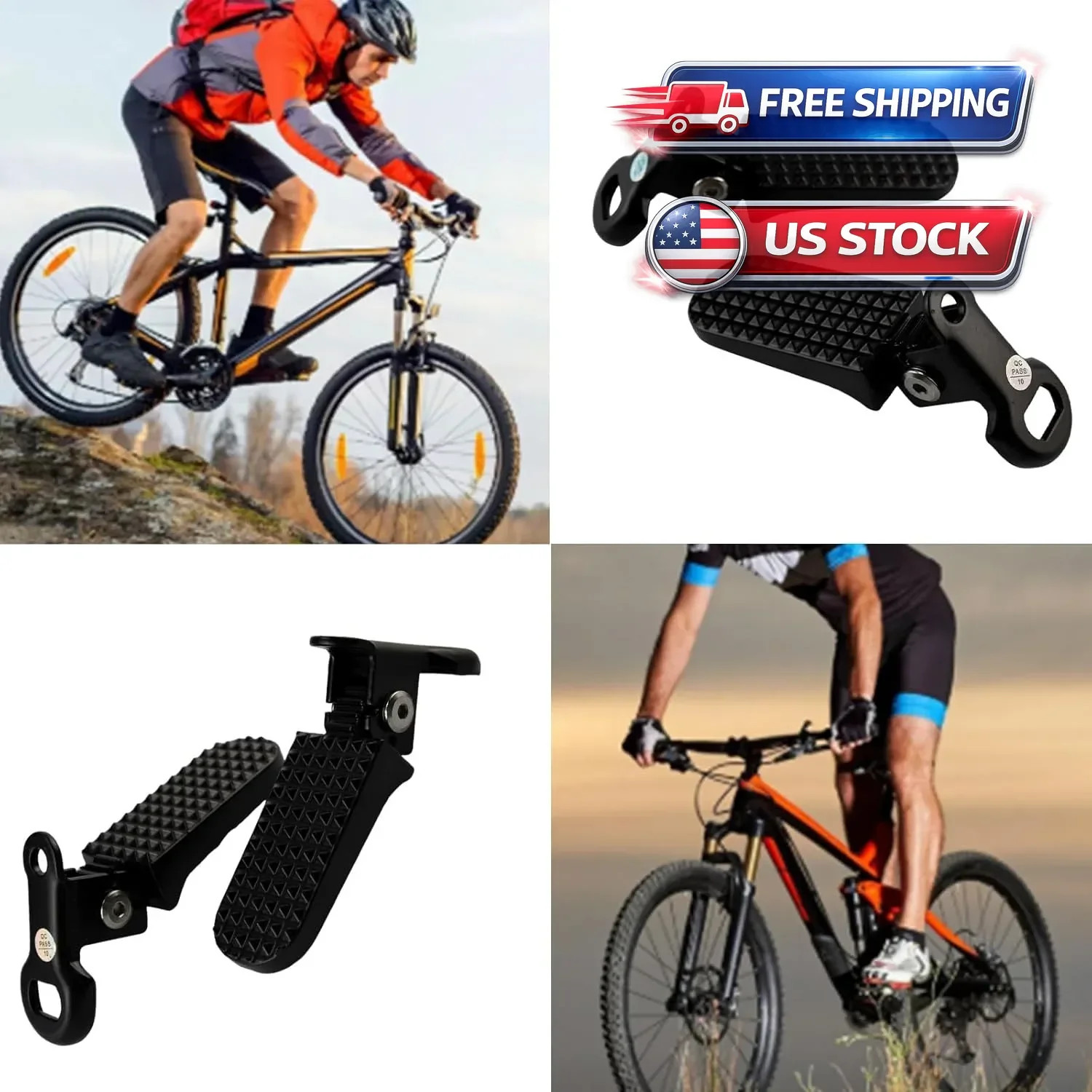 1 Pair Mini Folding Bicycle Rear Foot Pegs for Mountain Bike E-Bike