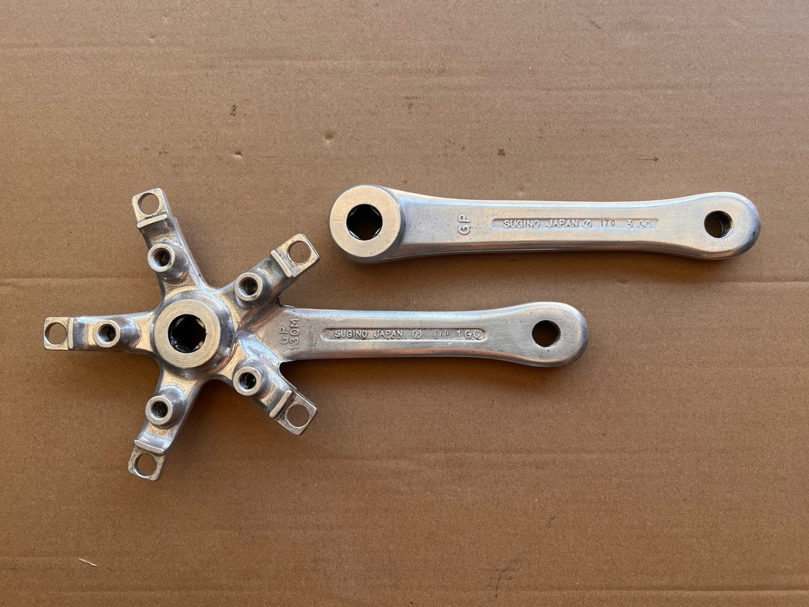 Sugino GP 170mm Square Taper Road Aluminum Crank Arms Set Silver 130BCD