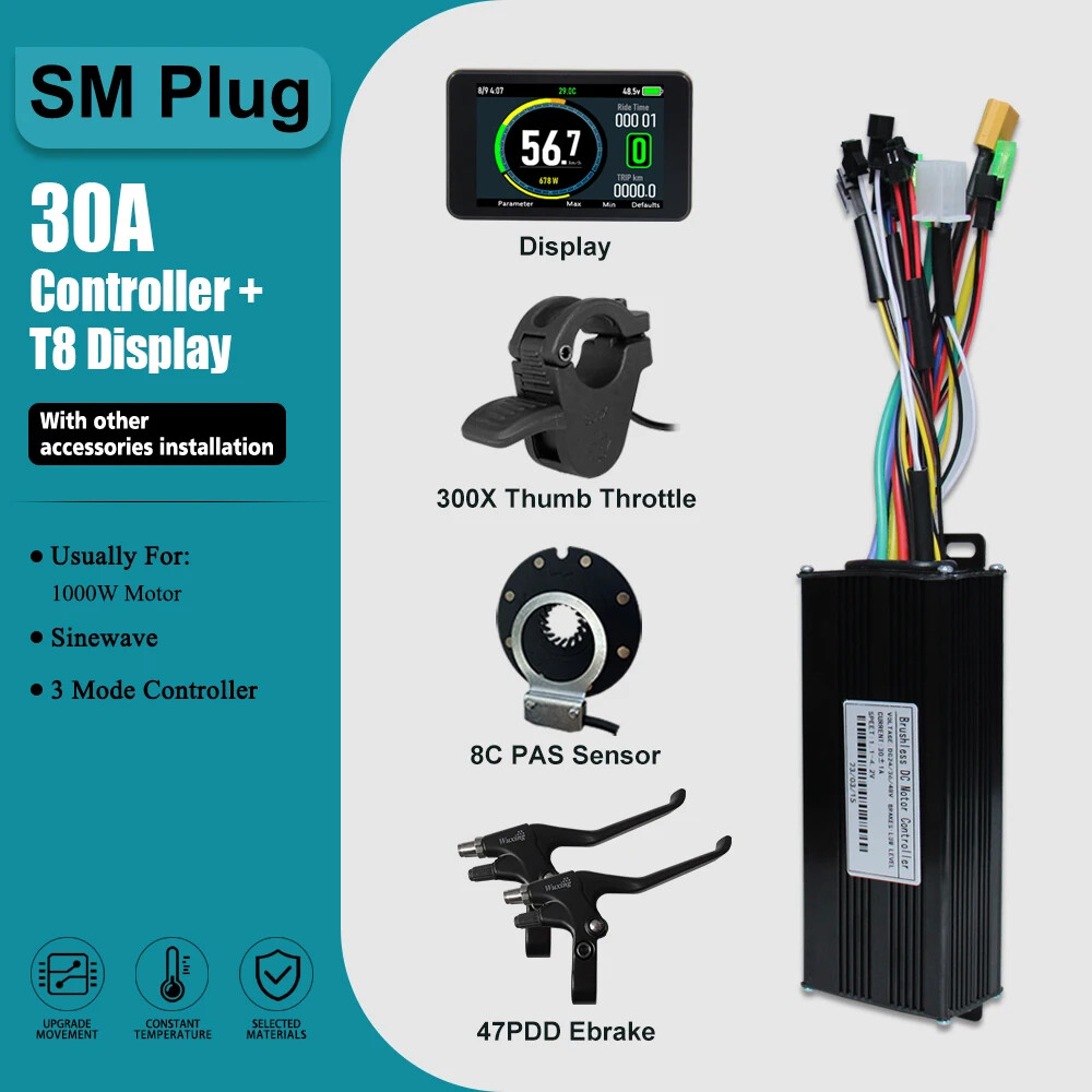 E-bike Three-Mode Controller Sine Wave with LCD Display 250-3000W Motor 17-60A