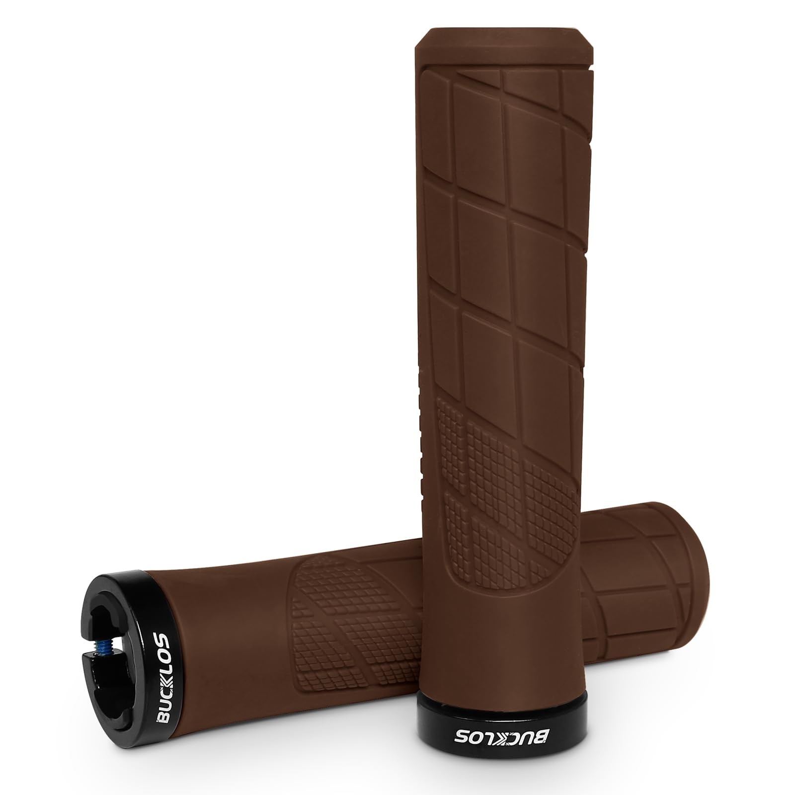BUCKLOS Single Lock on Bike Handlebar Grips – Mountain MTB cm, Brown