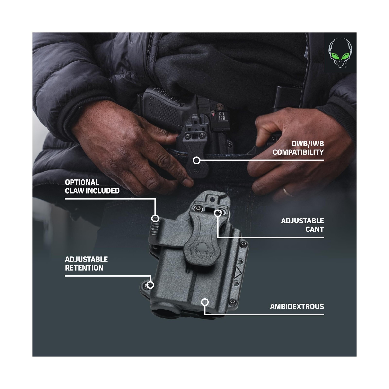 Alien Gear Photon Holster – IWB or OWB, Right or Left Hand, Optics Ready, Com…