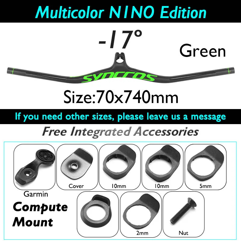 -8 -17 -25 Degree Carbon Fiber Mountain Bike Integrated Handlebar 70*740mm