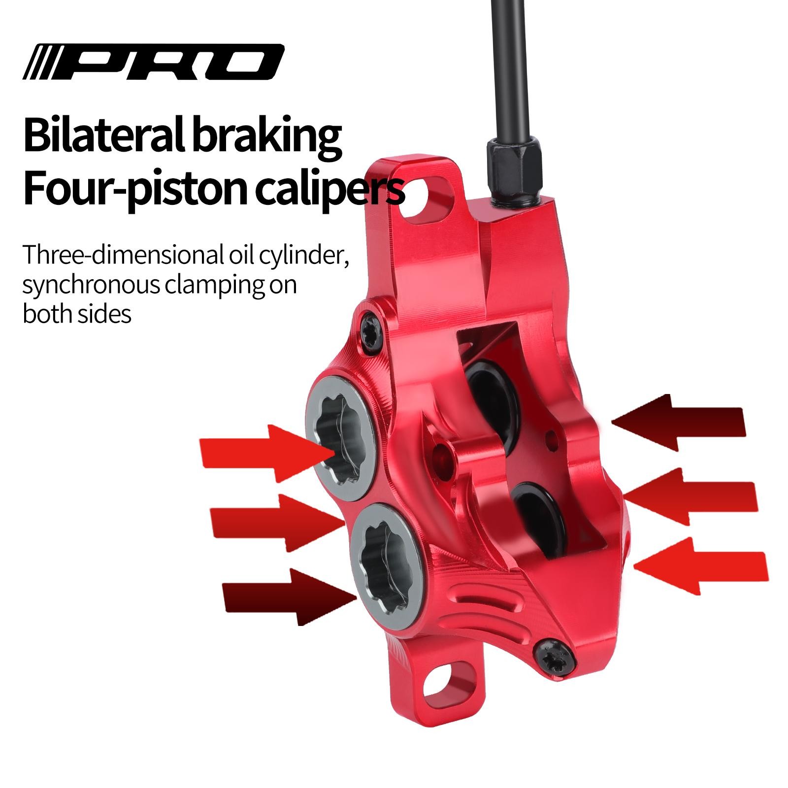 Iiipro Mtb Four Piston Hydraulic Disc Brake 800mm/1550mm Ultra-light Cnc Fully I