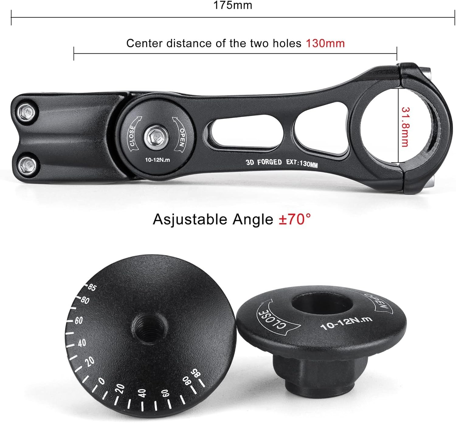 Lightweight Adjustable Bike Stem for 31.8mm Handlebars – Perfect for Touring
