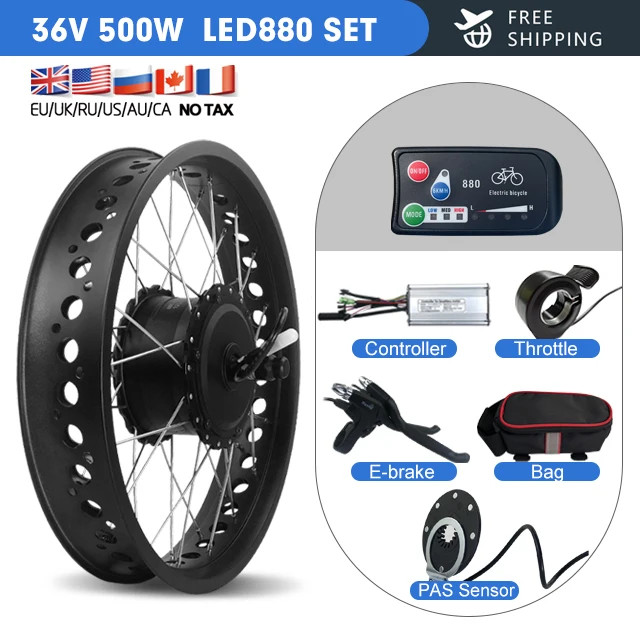 36V/48V 500W Ebike Conversion Kit Fat Tire 4.0 Tyre Front Wheel Hub Motor