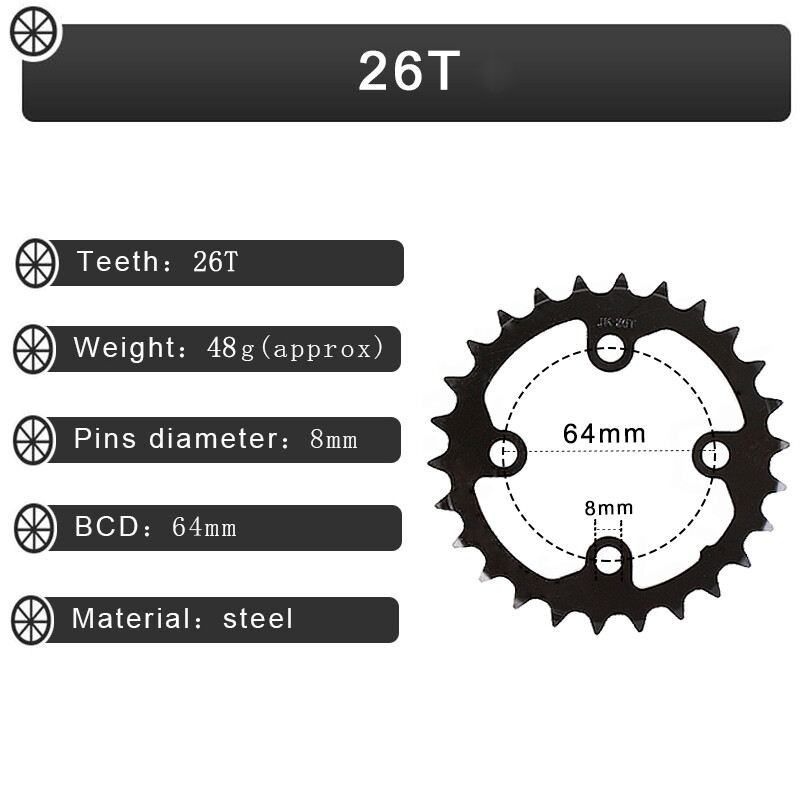 104/64BCD 24/26/32/38/42T Double/Triple Speed Chainring Mountain Bike Crankset
