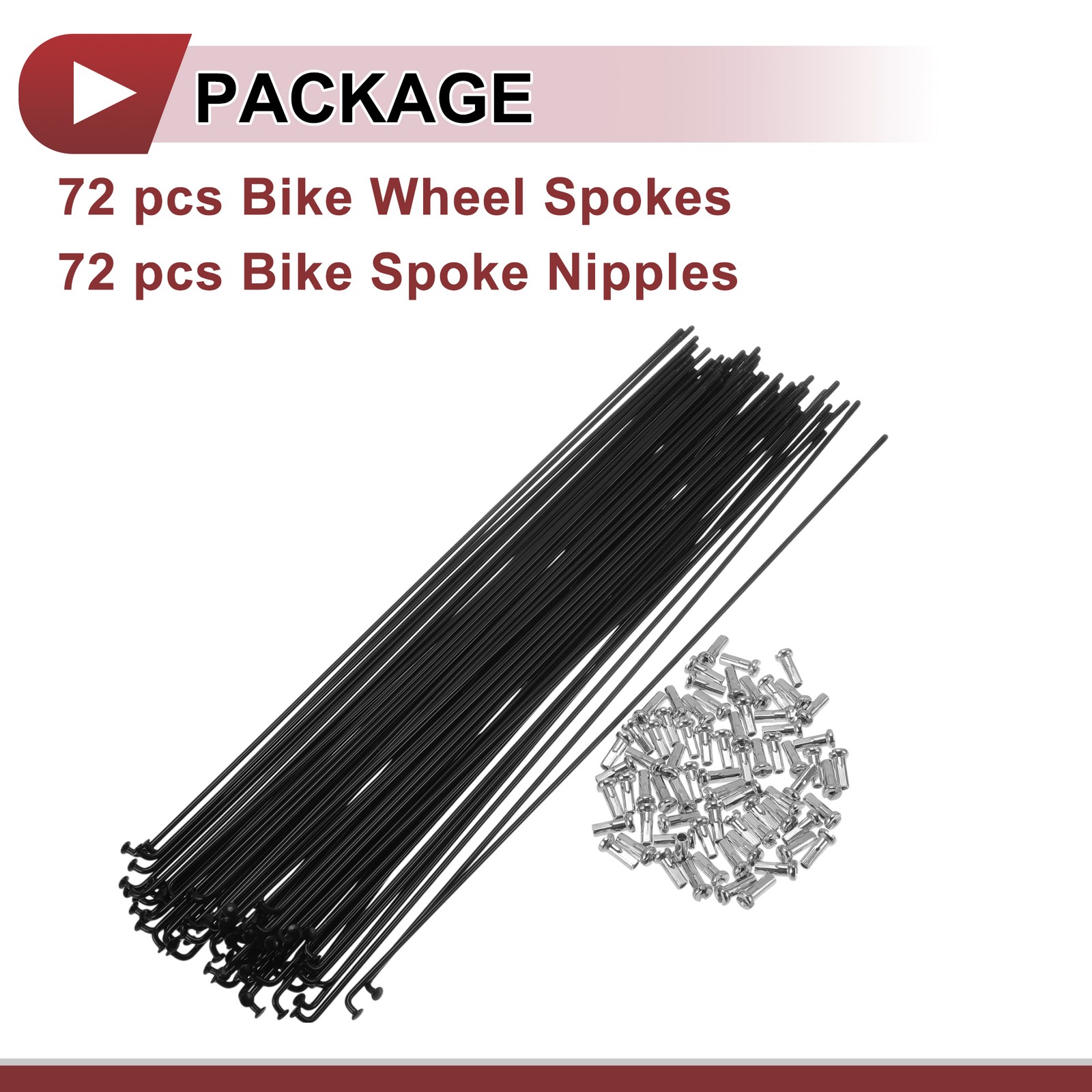 72 Set 14G Bicycle Spoke 260mm Bike Wheel Spoke Carbon Steel Black