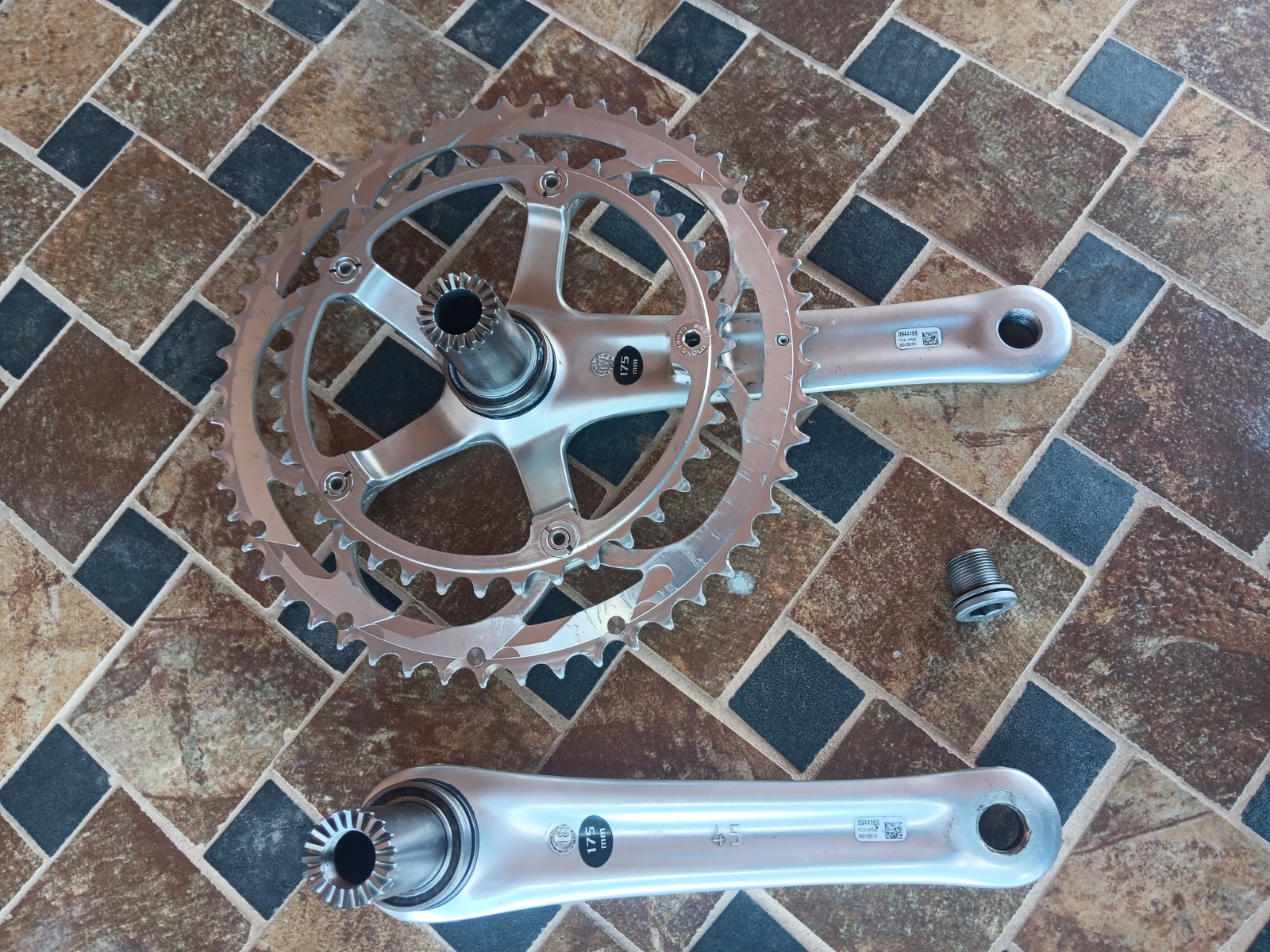 175mm 53/39 Campagnolo Athena 11 Ultra Torque Double Alloy Crankset Silver Campy