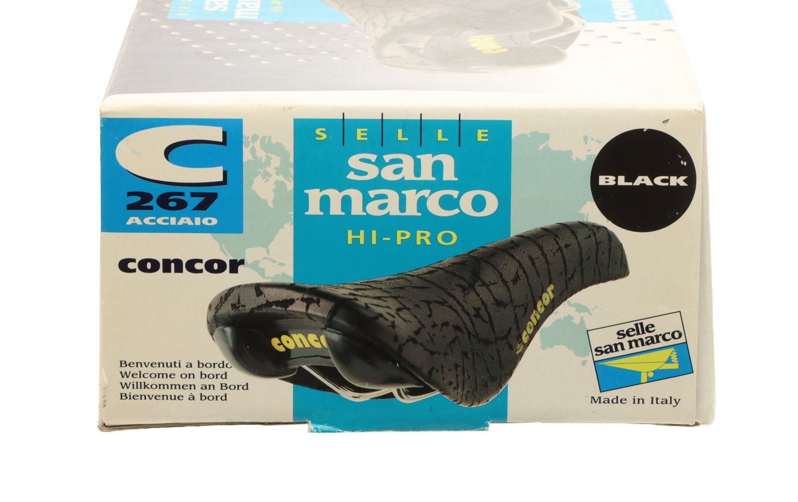 Selle San Marco Concor Supercorsa Hi-Pro Saddle Black Patterned Leather NOS NEW