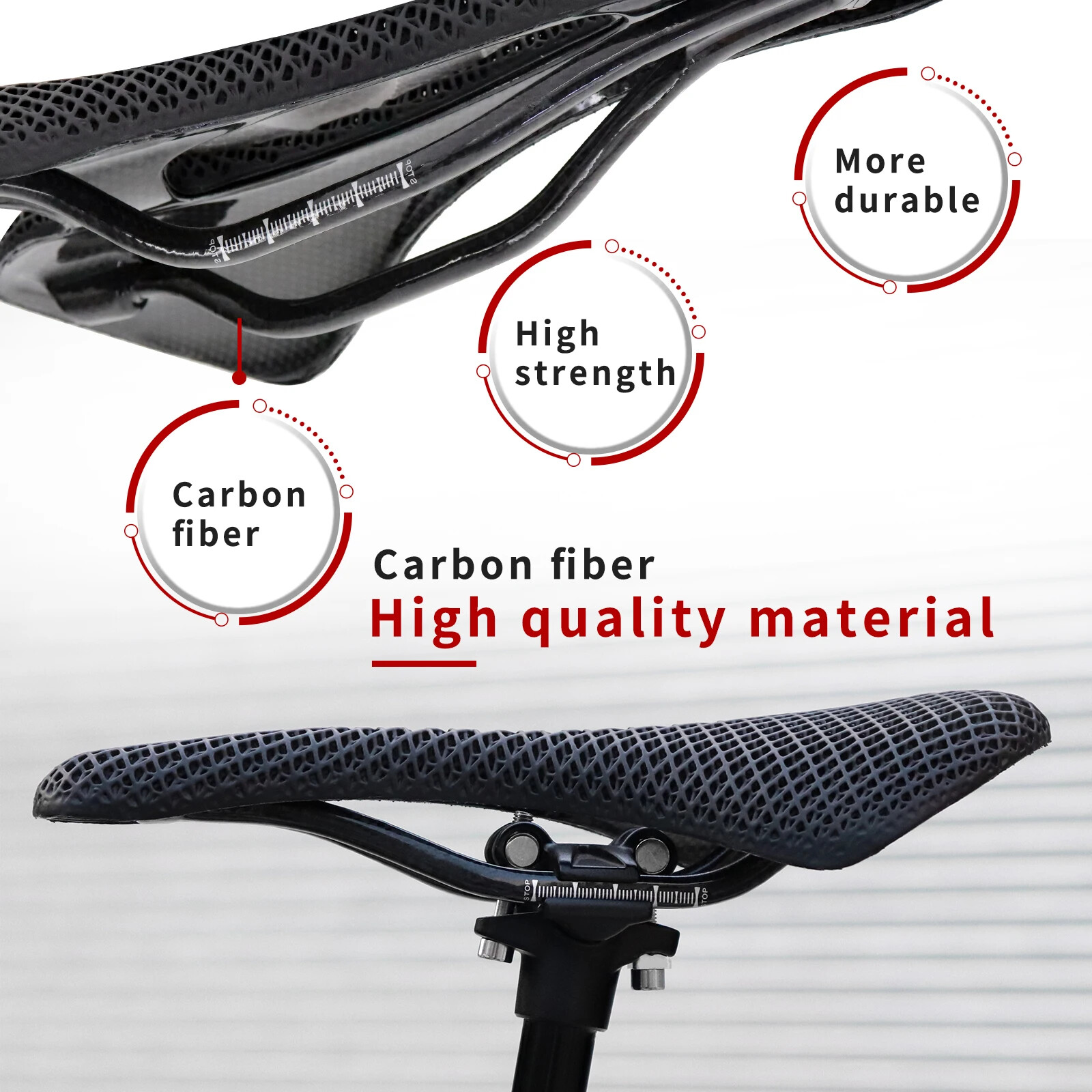 3D Printed Bike Saddle Carbon Fiber Hollow Comfortable Breathable Seat 275x143mm