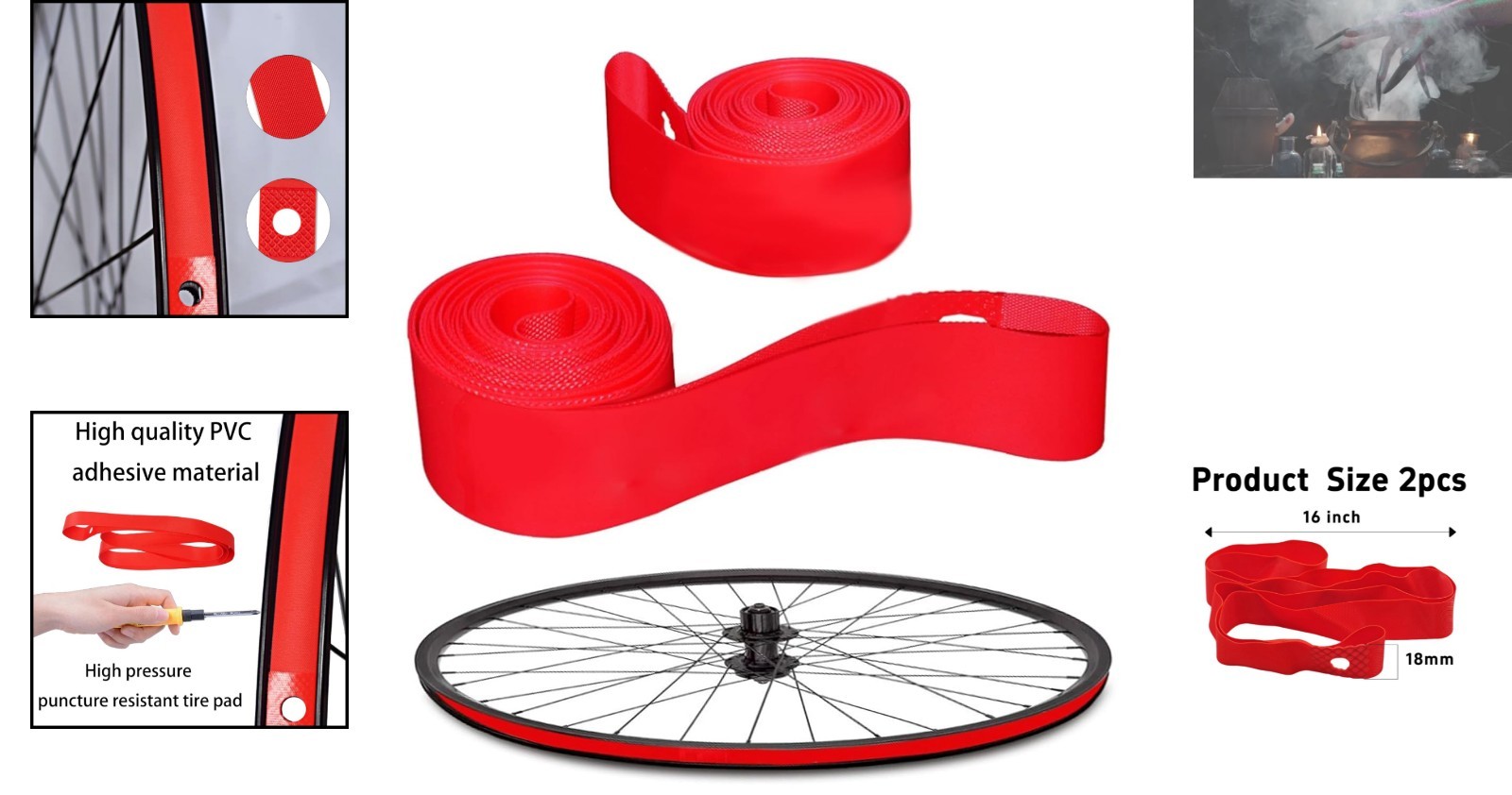 Universal Fit 16″ Bicycle Rim Strip – Easy Install PVC Tape for Mountain & Road