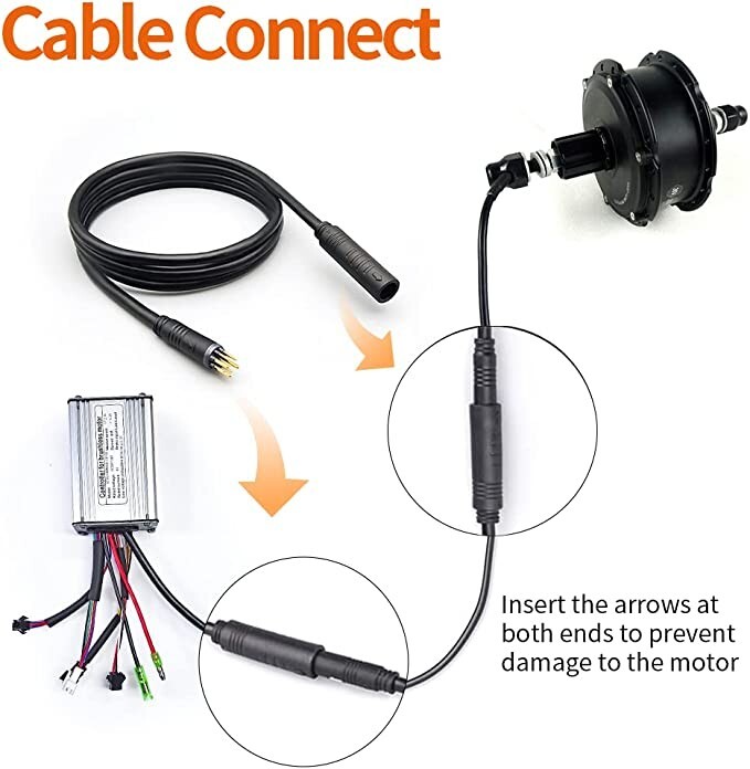 30cm with 9 Pin Cable Julet Type Black 250-1200W for Electric Bike Hub Motor