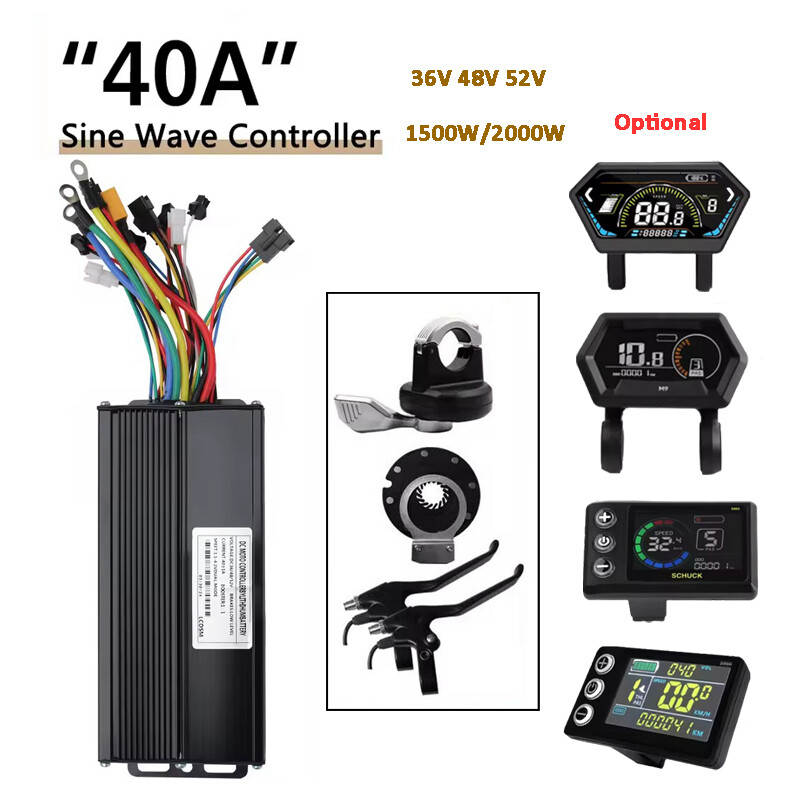 E-Bike 1500W-2000W 40A Sine Wave Controller +LCD Display+47PDD Brake Lever Sets