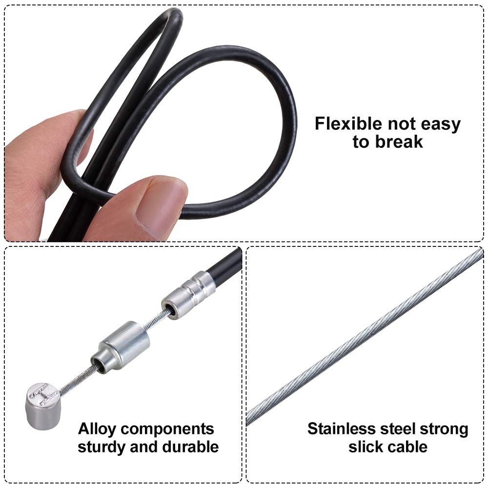 Premium Bike Brake Cable Kit – 1 Pair Front & Rear Cables, Wires, Black