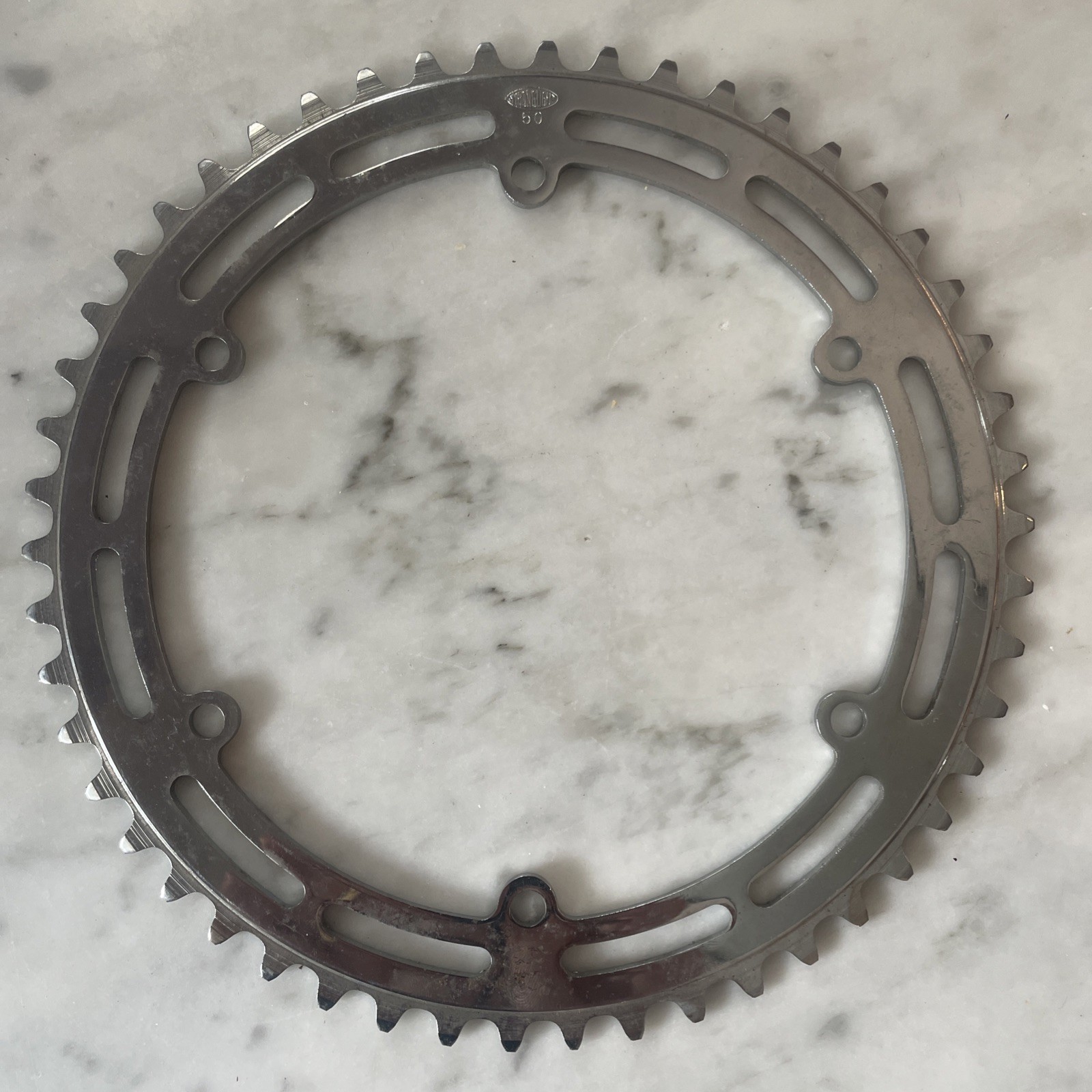 Vintage NOS STRONGLIGHT Steel Chainring 50T x about 150BCD • 6-Arm. (NJ)