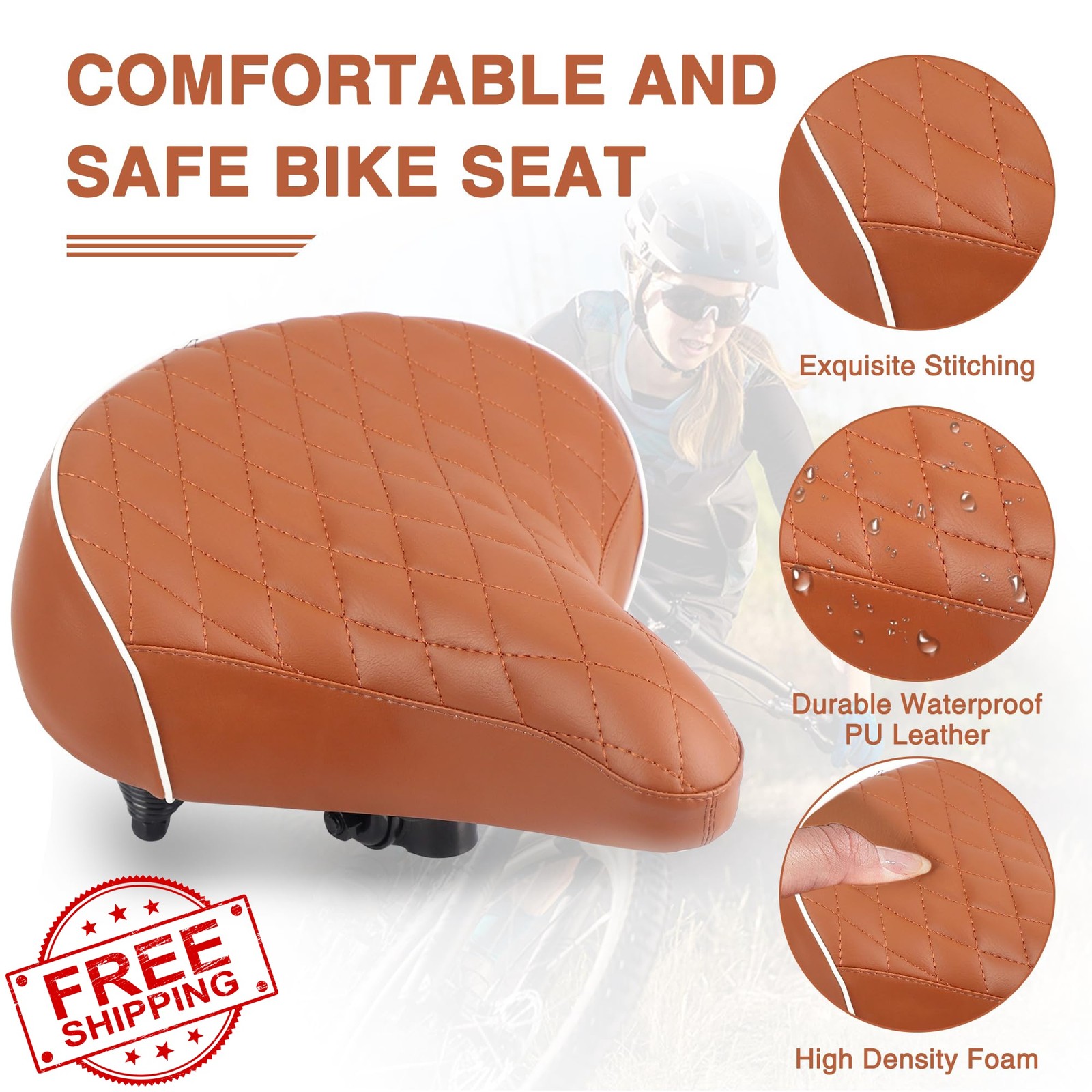 FOMAS Beach Cruiser Bike Seat Brown