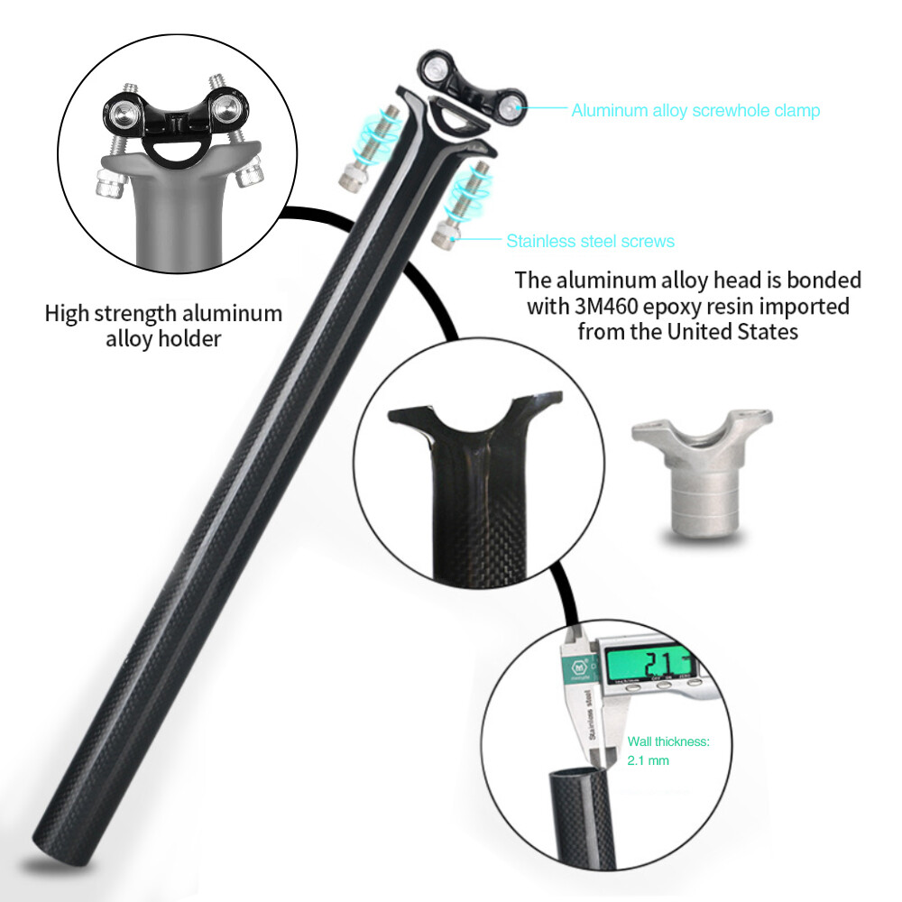 U 3K Carbon Fiber MTB Bike Seatpost Road Bicycle Seat Tube 25.4/27.2/30.8/31.6mm