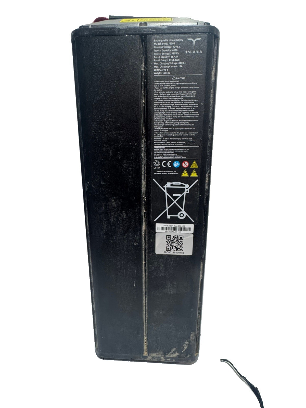 Talaria Sting MX5 PRO Battery – 72V 40Ah – Used – OEM DM3372008 Unknown