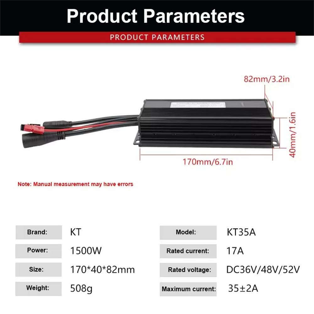 E-Bike 36V 48V 52V KT-35A Sine Wave Controller WP/SM Plug For 1500W Motor