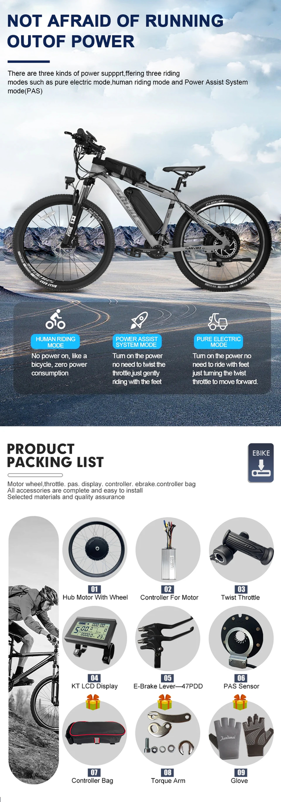 48V 72V 1000W 2000W 3000W Front Rear Brushless Hub Motor for MTB Electric Bike