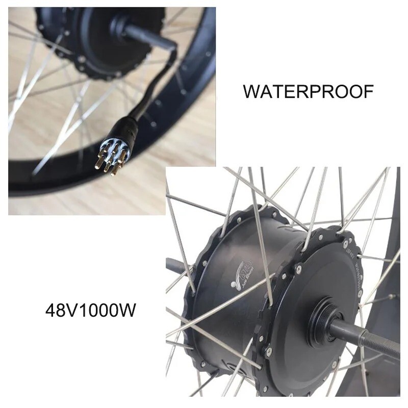20 24 26» Snow Electric Bike Conversion Kit 48V 1000W Fat Tire Rear Hub Motor