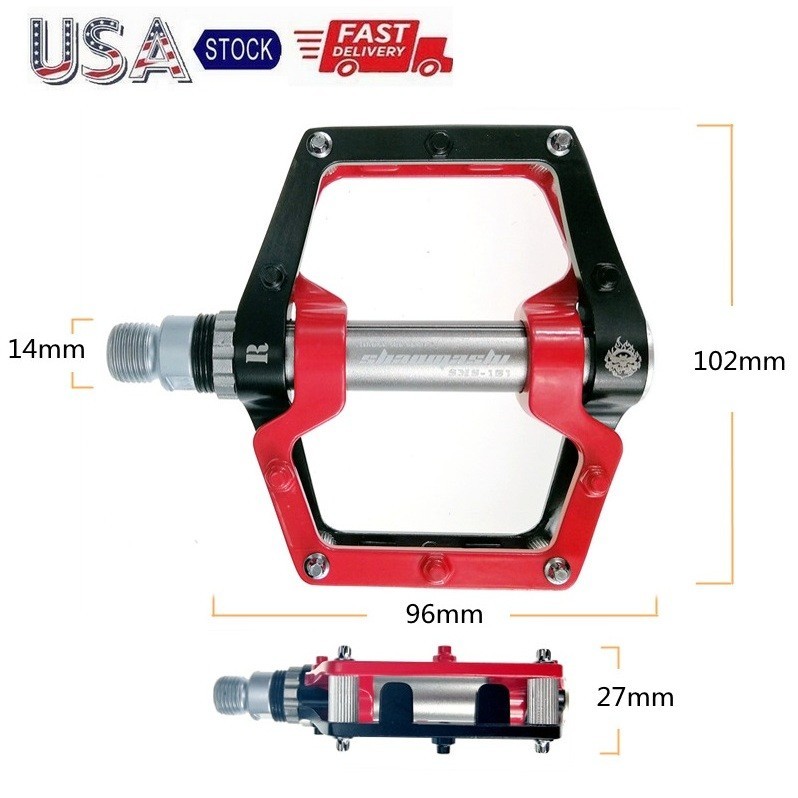 Aluminum Road MTB Mountain Bike Bicycle Pedal 3 Bearing Flat Pedals Black Red