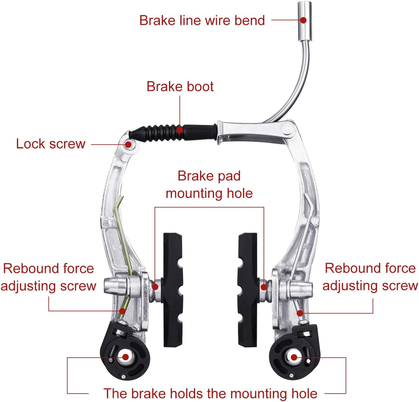 Universal Mountain Bike Brakes Set – 2 Pairs, Replacement for Most Bicycles, Inc