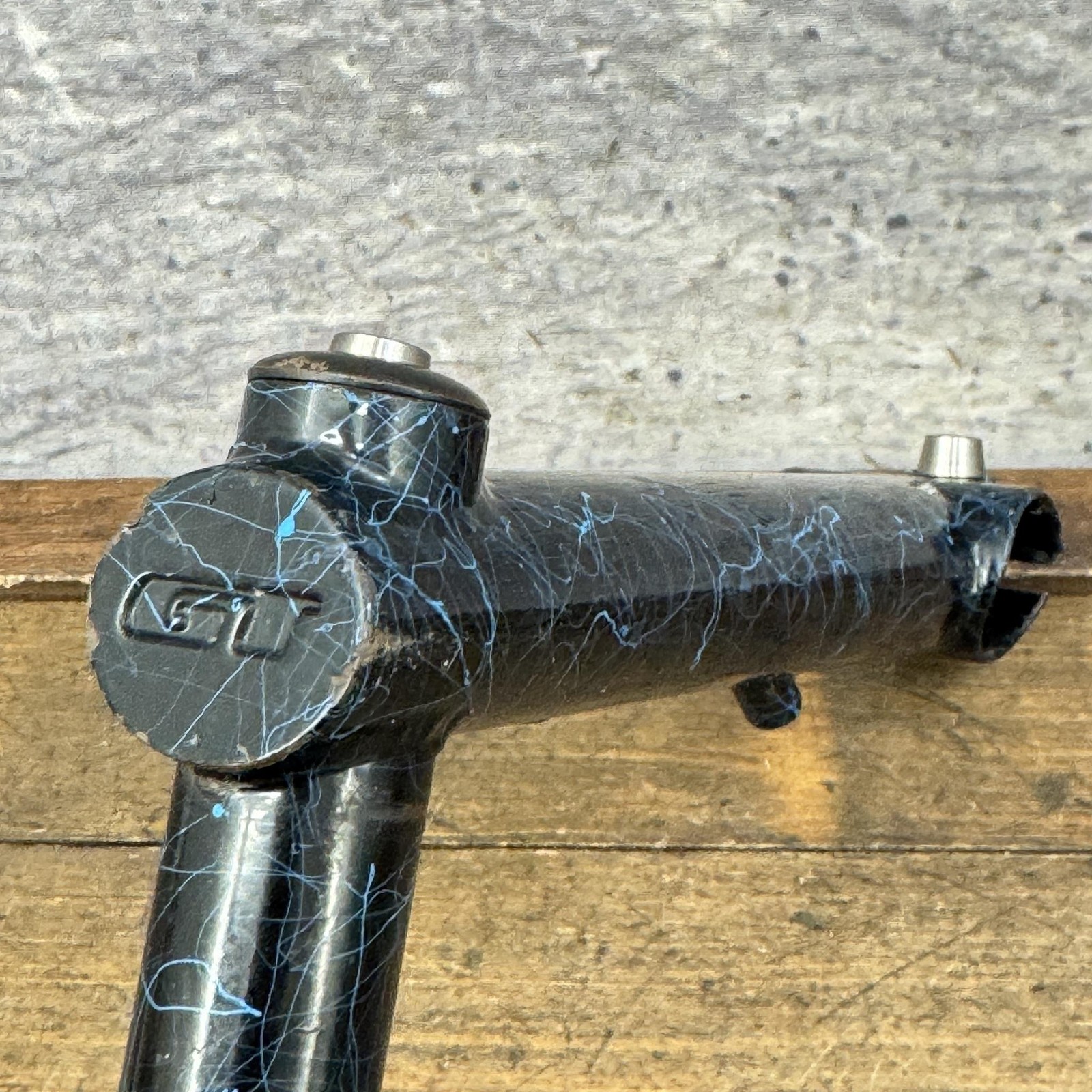 Vintage GT Quill Stem Blue Crackle Splatter 25.4 Quill 25.4 Clamp 80s MTB Cafe